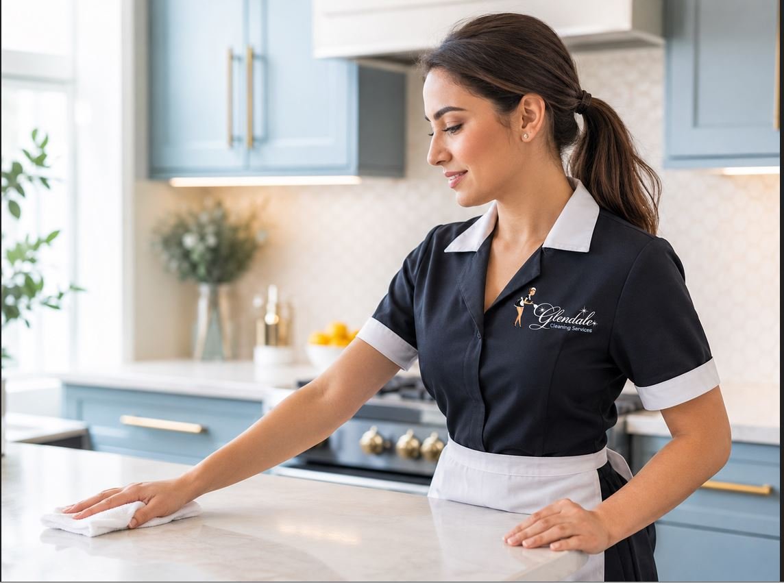 Glendale Cleaning Services cleaner wiping faucet